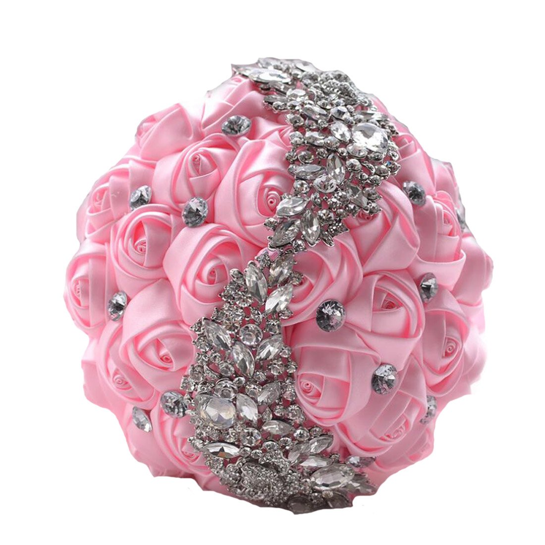 Bouquet de roses violettes mariage éternel avec perles et strass scintillants