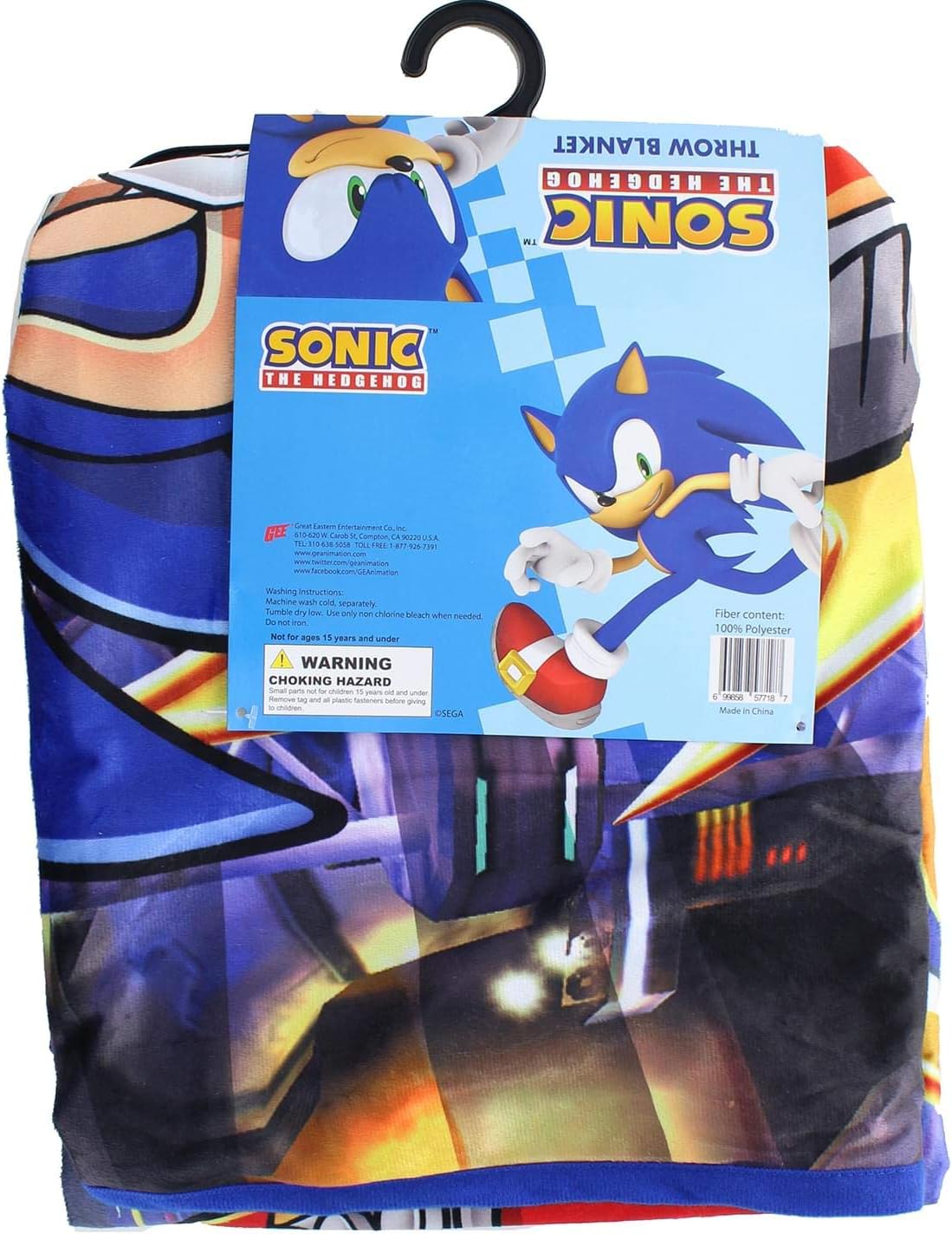 Great Eastern GE-57718 Sonic The Hedgehog Sonic and Knuckles Throw Blanket 46"x60"