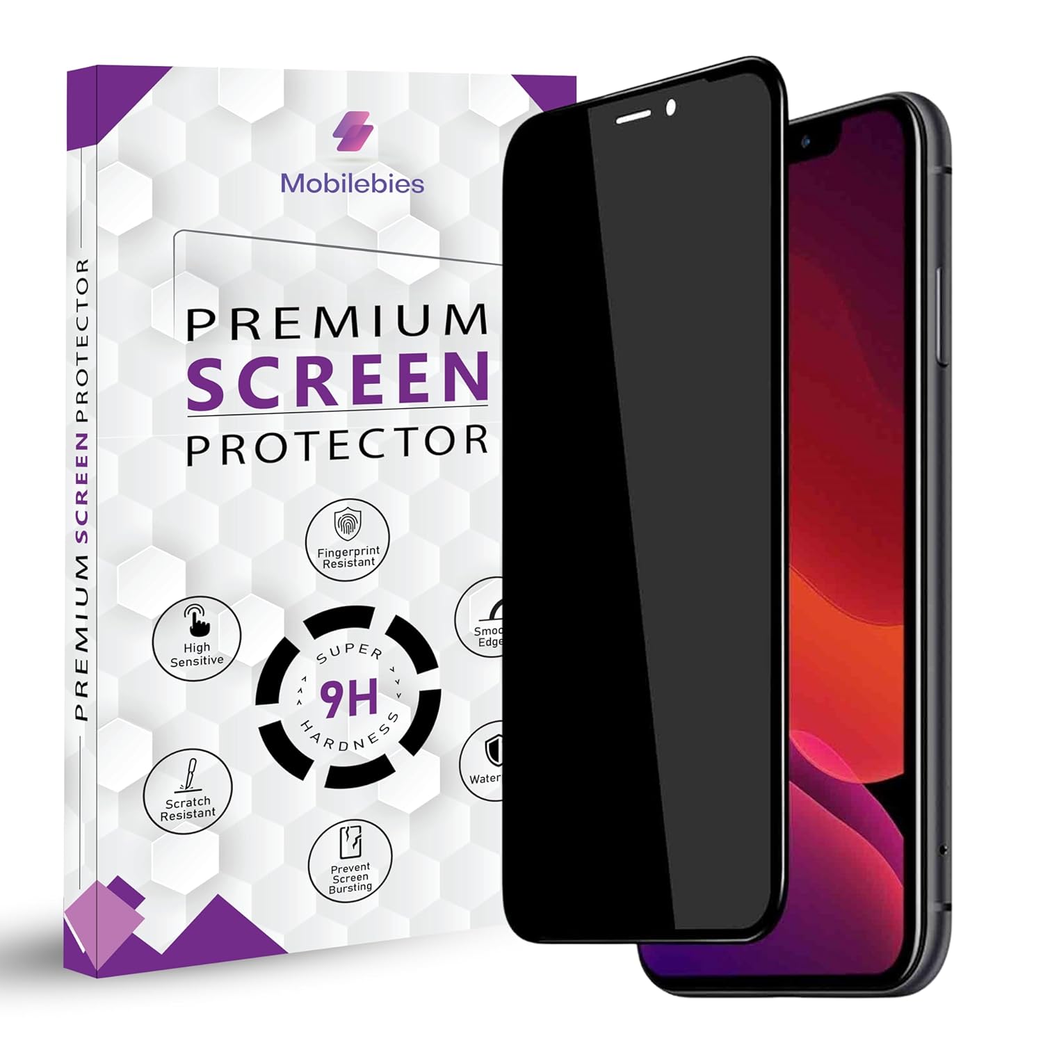 Premium Privacy Tempered Glass Screen Protector for iPhone XS Max/iPhone 11 Pro Max (5.8 Inch, Pack of 1) Anti-Spy/Anti-Peeping 9H Hardness Screen Guard with Installation Kit & Guide