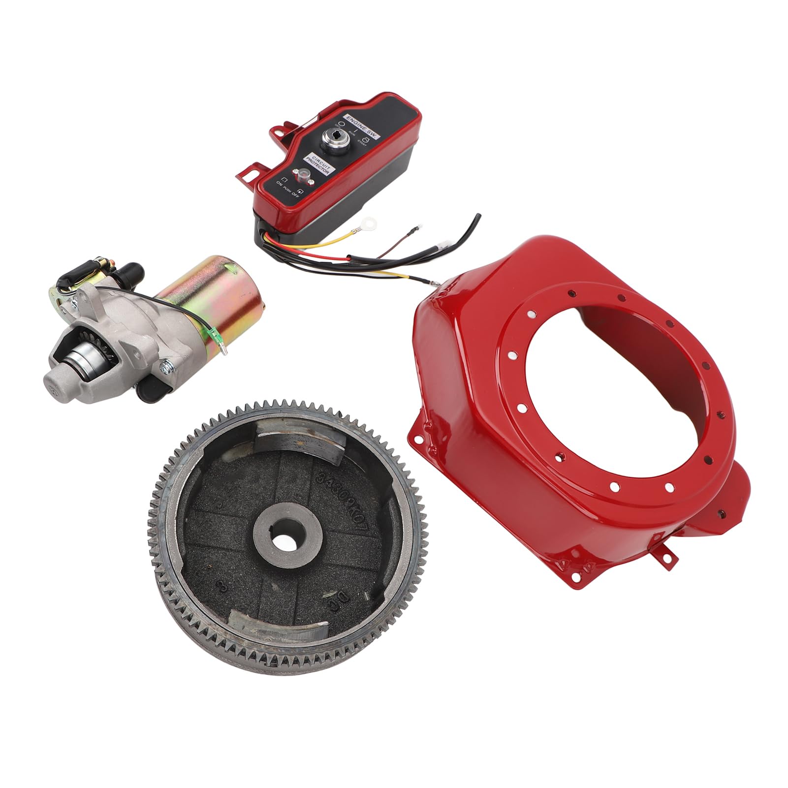 Kit de Arranque Eléctrico para Motores GX160 GX200 de 4 Tiempos, Interruptor de Arranque, Cubierta del Volante de Encendido del Motor de Arranque, Metal ABS, Varios