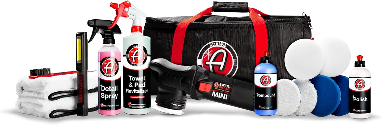 Adam's Polishes Swirl Killer 12mm Polisher Kit (16 Item) - Orbital Polishing Paint Correcting Buffer Tool - Car Scratch Remover - Use Post Car Wash Clay Bar & Pre Wax or Ceramic Coating