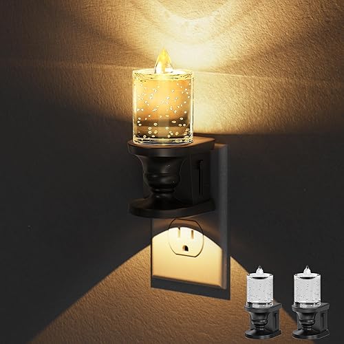 Miniatura 12 de Briignite - Luz nocturna de vela enchufable [paquete de 2], luces nocturnas vintage enchufables en la pared, luz nocturna LED con sensor de luz de