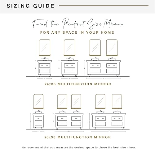 Miniatura 6 de MCS Espejo de pared grande multifunción con estante, 24 x 36 pulgadas, negro