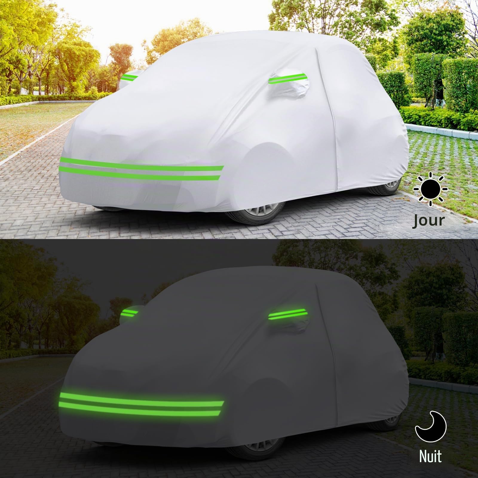 Housse de voiture, de rechange, pour VW Beetle 1960-1980, réfléchissante, toutes saisons, avec fermeture éclair et sangle coupe-vent, convient pour toutes les saisons