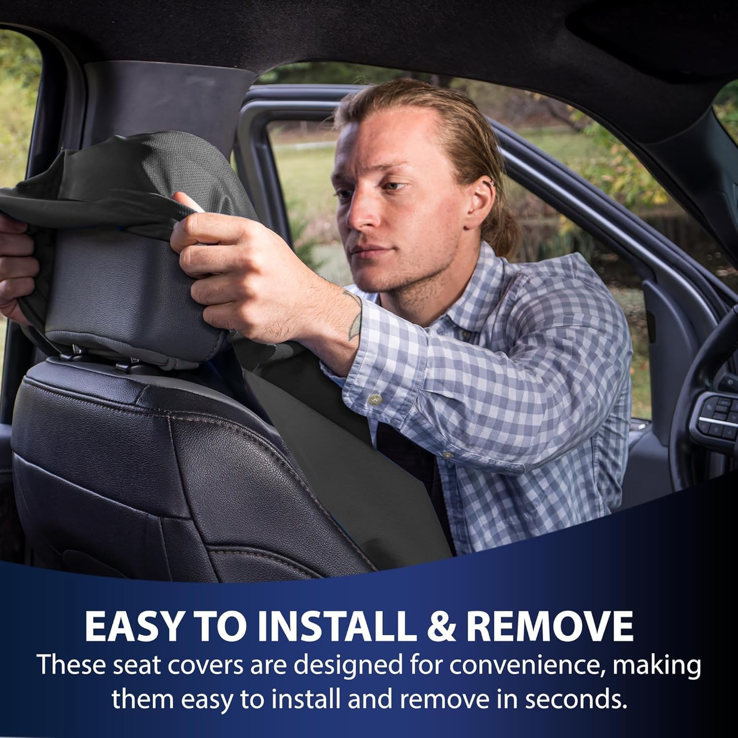 Dri Seats Waterproof Car Seat Cover – Premium Sweat Towel with Slip Resistant Backing for Front Seats in Cars, Trucks, SUVs – Universal Seat Covers & Liner, Easy Install (Black, Extra Large)