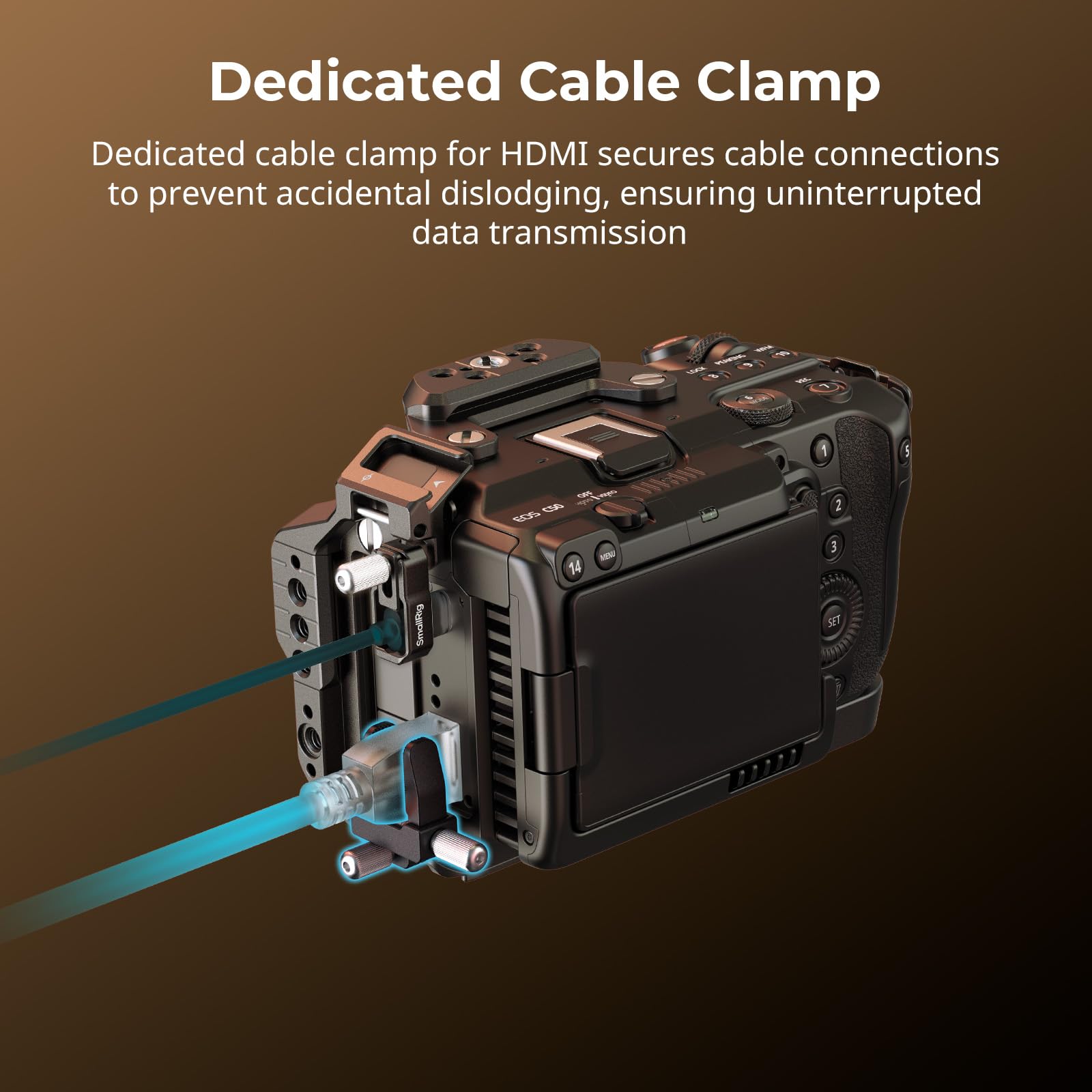 SMALLRIG Cage per Canon C50 con morsetto per cavo HDMI, supporto per fotocamera C50, incluso attacco a slitta, presa QD, piastra per Arca e guida NATO, compatibile con impugnatura XLR originale - 5656
