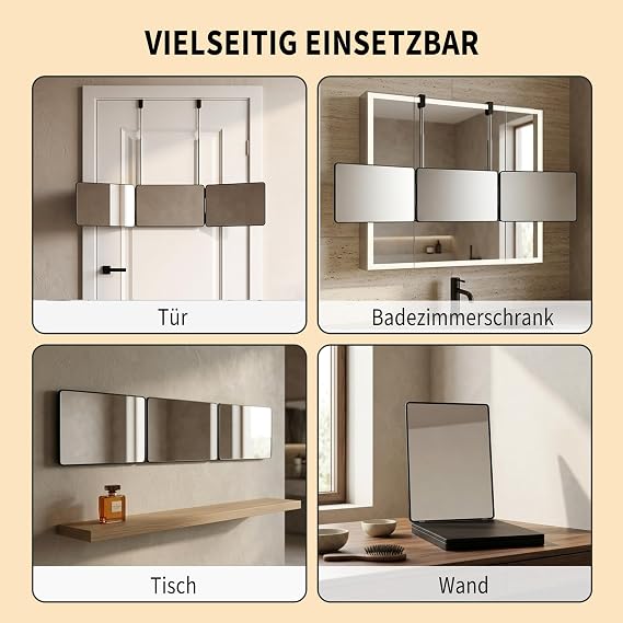 360 Degree Mirror - Folding Mirror 3 Way Mirror - Hair Cutting Mirror
