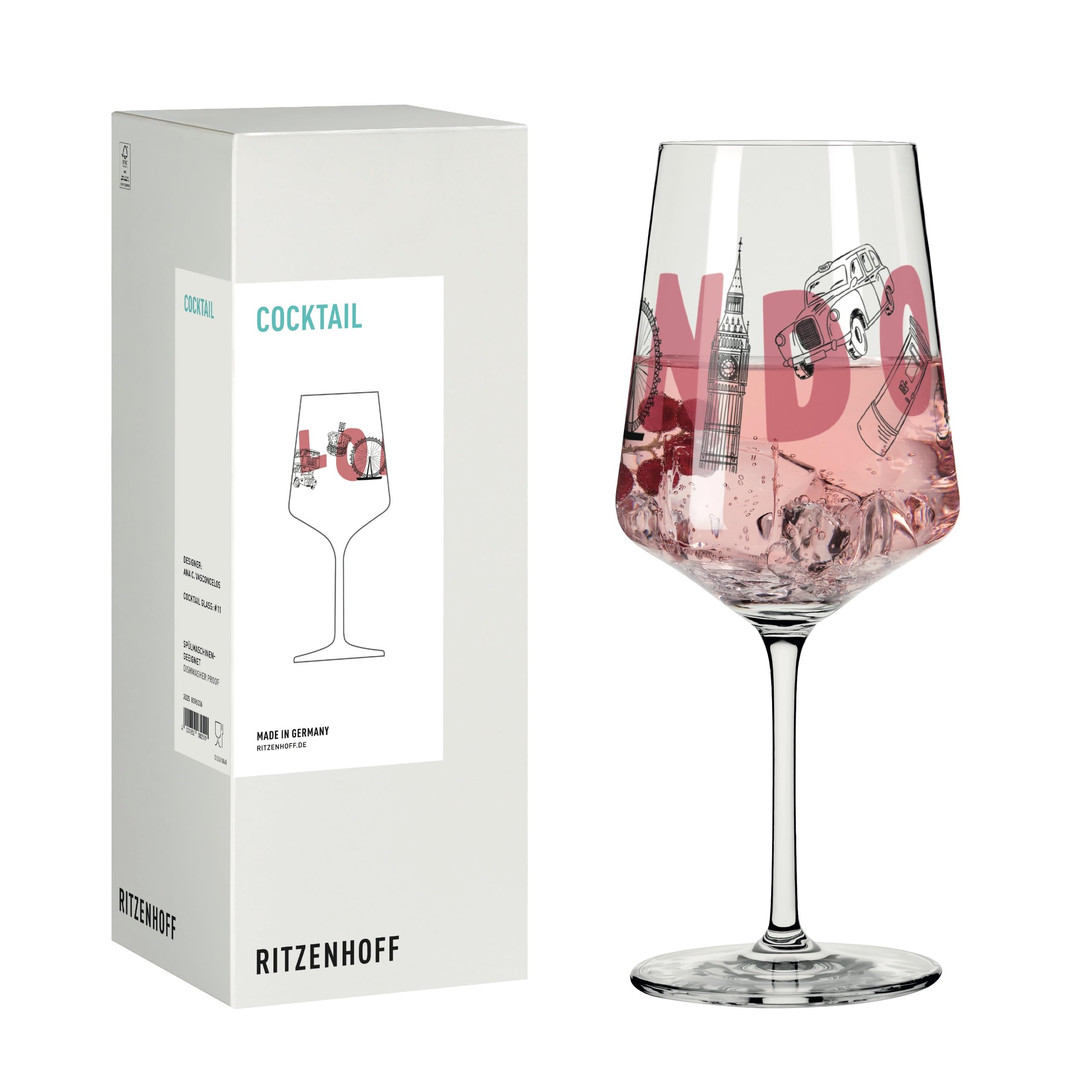 RITZENHOFF Cocktail-Glas - 500 ml - Made in Germany | Artikelnr. 8096006, Serie Entdecker, 1 Cocktail-Glas 500 ml, Kristallglas, spülmaschinenfest