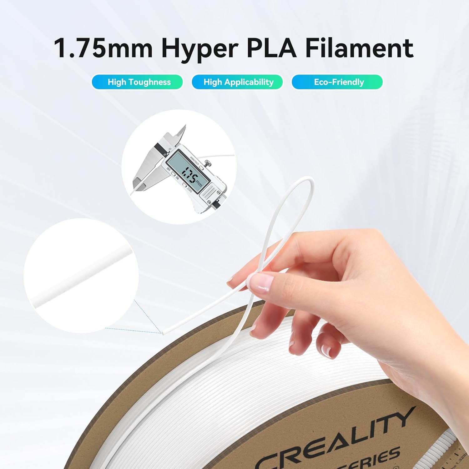 Creality Hyper PLA Filament 1.75mm, 30-600mm/s High Speed 3D Printer Filament, Dimensional Accuracy +/-0.02mm, Fit Most FDM 3D Printers, 4 Pack 1kg Spool(2.2lbs), White - Image 5