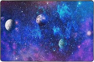 Stars and Galaxies Elements of This Image Furnished 36"X24" Flannel Floor Mats, Quick Drying Indoor and Outdoor Carpets, Door Mats for Porch and Bedroom Decoration