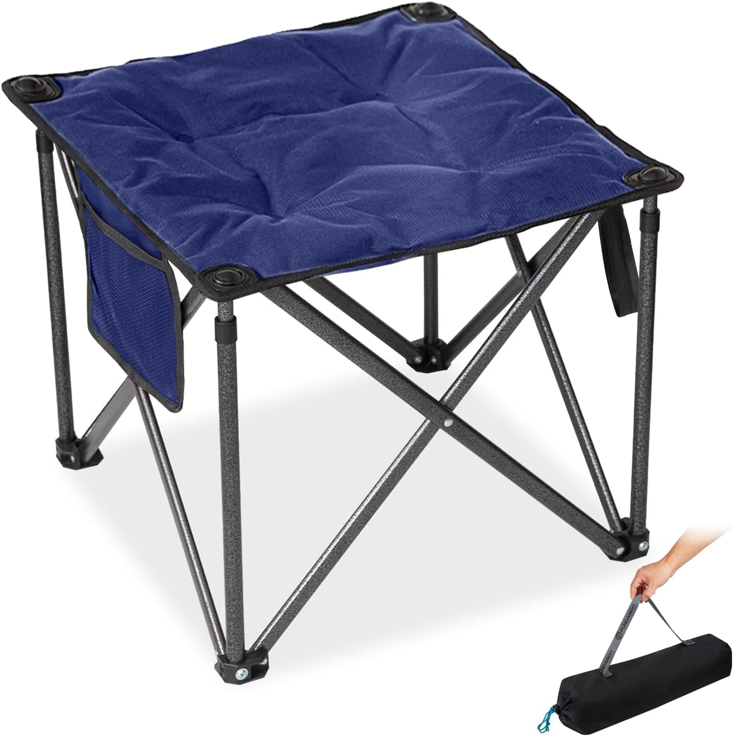 FUNDANGO Folding Camping Stool, 18.1 Inch Oversized Foot Rest 440 Lbs Heavy Duty Portable Padded Stools Seat Anti-Slip Foots & Carry Strap for Fishing Outdoor Lawn Travel (Blue) UltimateSupport Pro 1-pack-blue