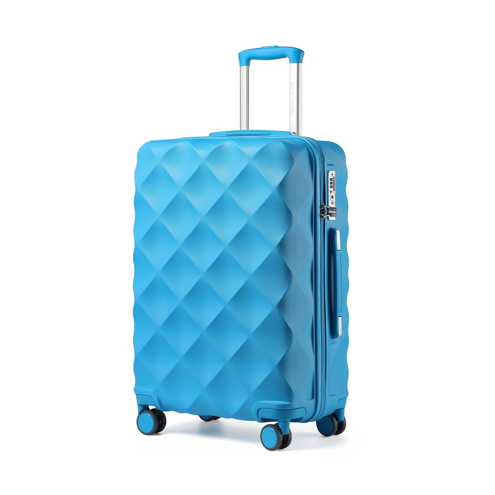 British Traveller Valigia Grande Trolley 73CM Valigie Rigida ABS+PC con Rotelle Girevoli e TSA Lucchetto (28pollici, Azzurro)