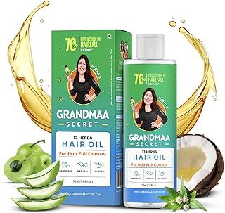 13 Herbs Hair Oil for Hair Growth & Hair Fall Control | Handmade Oil with Aloe Vera, Curry Leaf & Amla | For Dry, Damaged, Frizzy Hair | Men & Women – 50 mL
