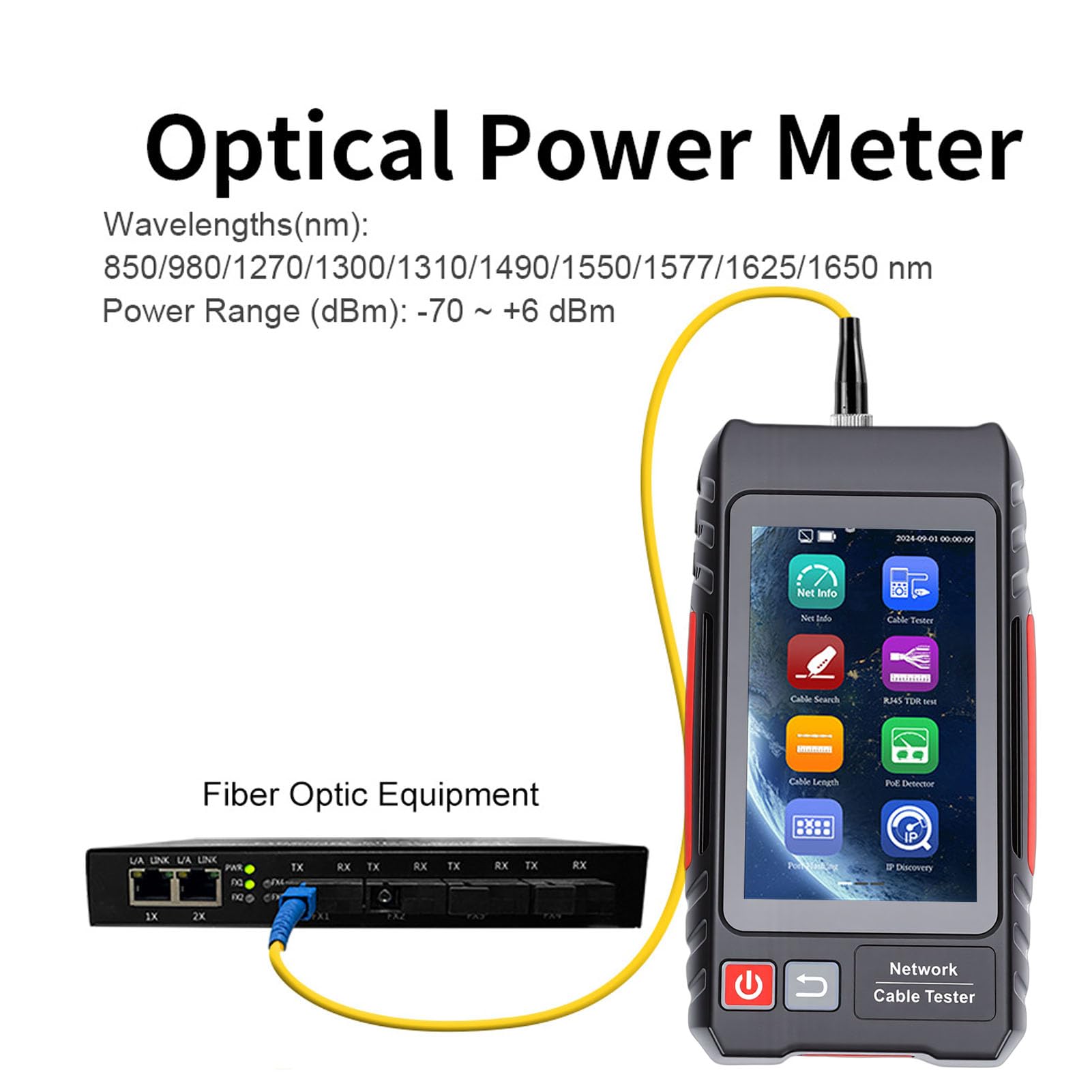 Tester per cavi di rete RJ45 multifunzione, touch screen IPS da 4 pollici Batteria ricaricabile da 4000 mAh Tracker per cavi Test TDR fino a 3000 m per cavi UTP Supporta strumenti
