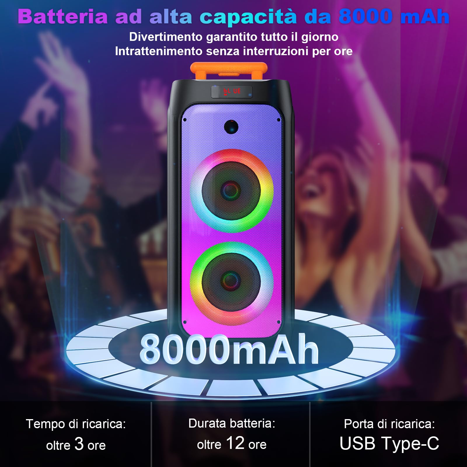 JYX Karaoke con 2 Microfono Wireless, 800W Cassa Bluetooth Grande, IPX4 Sistema PA Subwoofer, Bluetooth 5.3, luce Discoteca RGB, Canta tu Professionale Completo per Adulti, Supporta TF/USB, AUX, Rec