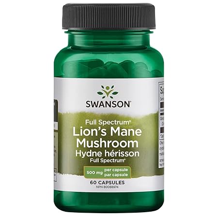 Swanson Premium Swanson Full Spectrum Lion's Mane Mushroom (SW1096, 500 Mg) - 60 Caps