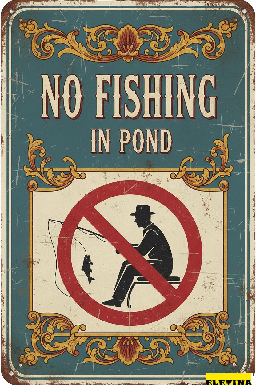Personalized Sign for Man Cave Warning No Fishing In Pond Metal Wall Decor Caution Notice Vintage Farmhouse S Yard Road Street Gate Fence 8x12in Business Wall Art Decor Private Property Decorative
