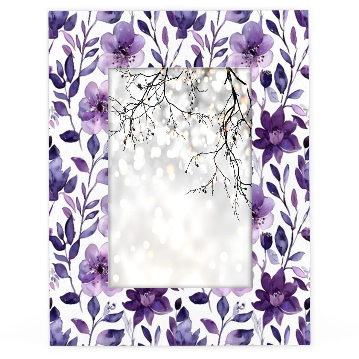TULIMET Flower 11x14 Wooden Picture Frame Purple Floral Photo Frame for Tabletop or Wall Display Decoration