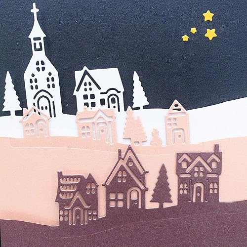 Miniatura 3 de Village House - Moldes de plantilla de plantillas de corte de metal, herramienta de grabado en relieve para hacer tarjetas, álbum, álbumes de