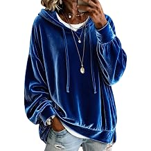 Women Velvet Hoodie Oversized Long Sleeve Casual Velour Pullover Sweatshirt