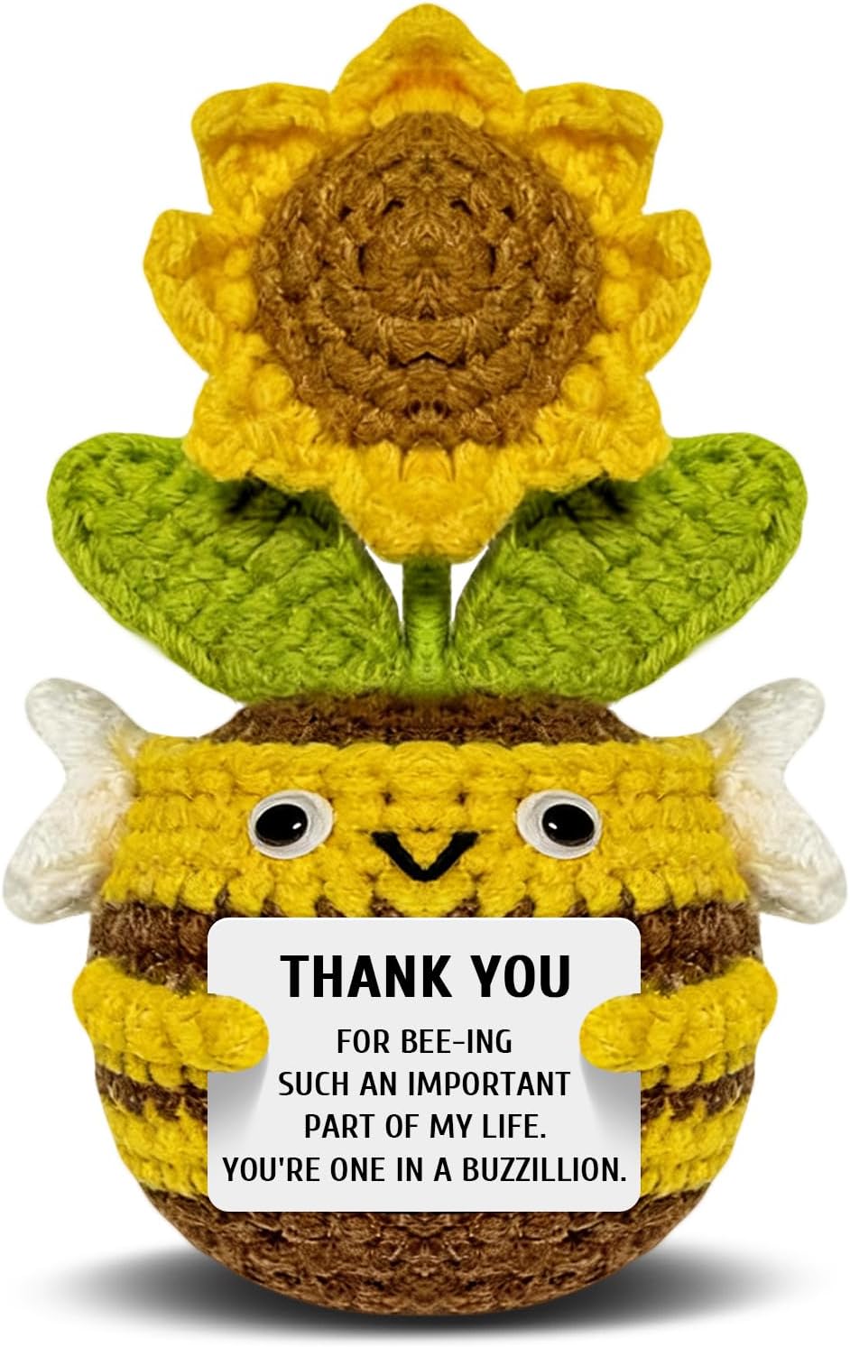 Handmade Crochet Sunflower Plush Appreciation Gift for Women, Teachers Coworkers Friends, with Inspirational Card, Perfect for Thanksgiving Birthday