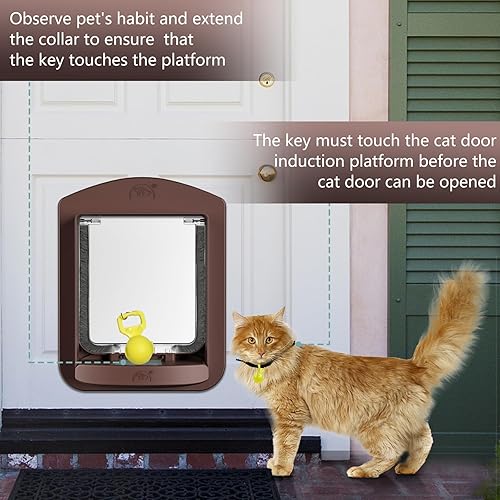 Miniatura 3 de FreeStanding Puerta para gatos con llaves magnéticas, puerta interior y exterior mejorada para mascotas con 2 llaves de detección automática, 4