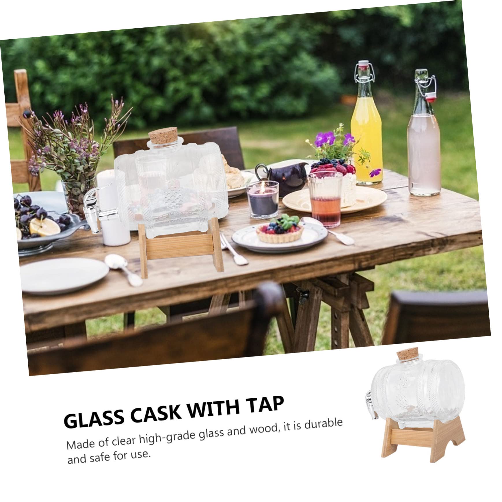 SOLUSTRE Dispensador de Bebidas de Vidrio con Grifo Barril Sellado Base Abs Jarra para Jugos y Vinos el Hogar Recipiente Hermético para Bebidas Refrescantes