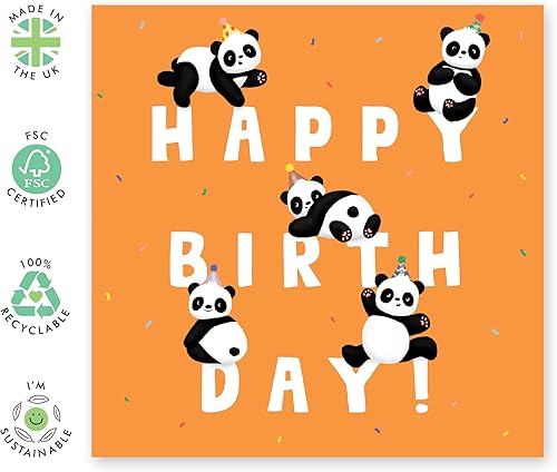 Miniatura 2 de CENTRAL 23 Tarjeta de cumpleaños de panda para niños – Lindas tarjetas de animales para niños y niñas – Carta de Feliz Cumpleaños Panda – Viene con