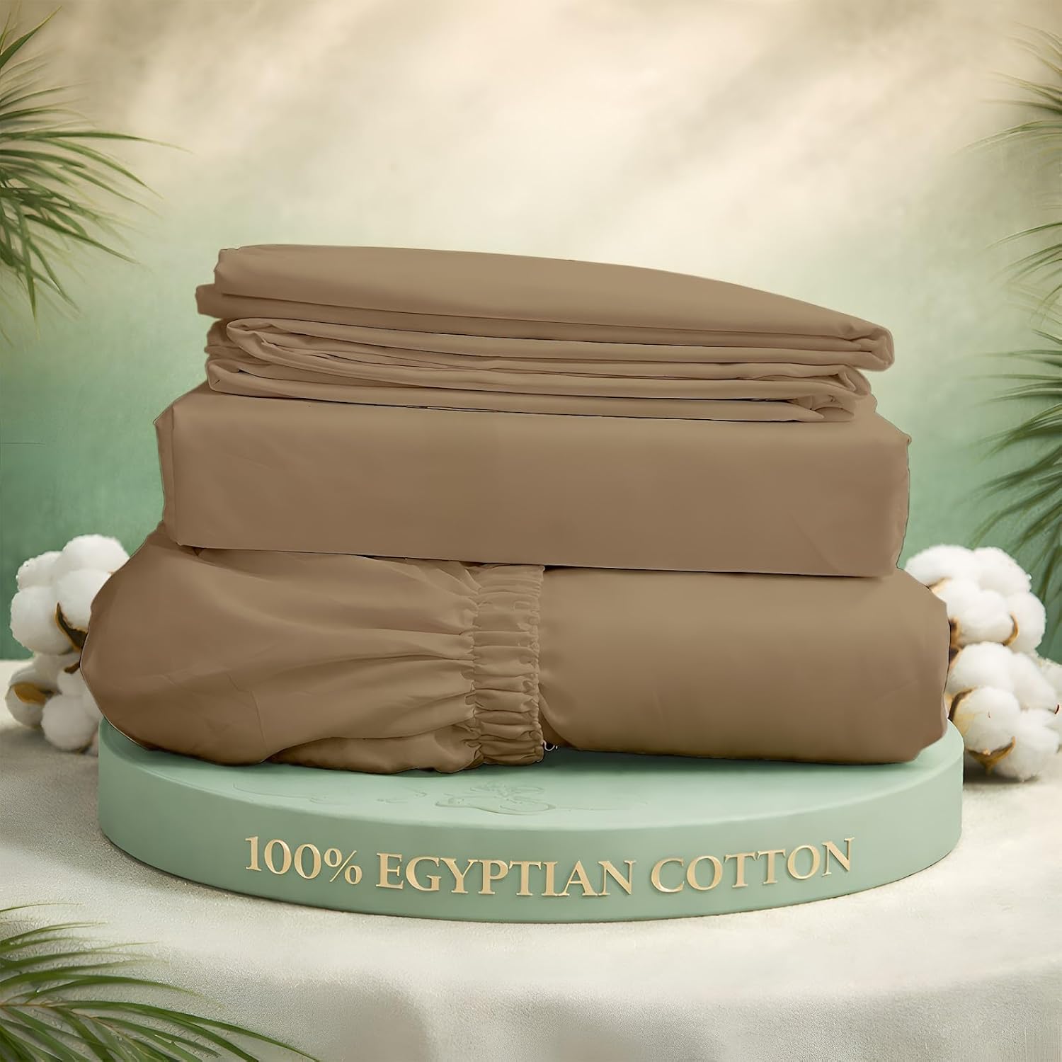 Sheets Twin XL Size Bed Sheets-100% Long Staple Soft Egyptian Cotton SheetSet, 4 Piece Set-Upto 15" Deep Pocket-Pure Egyptian Cotton Bed Sheets Set (Taupe)