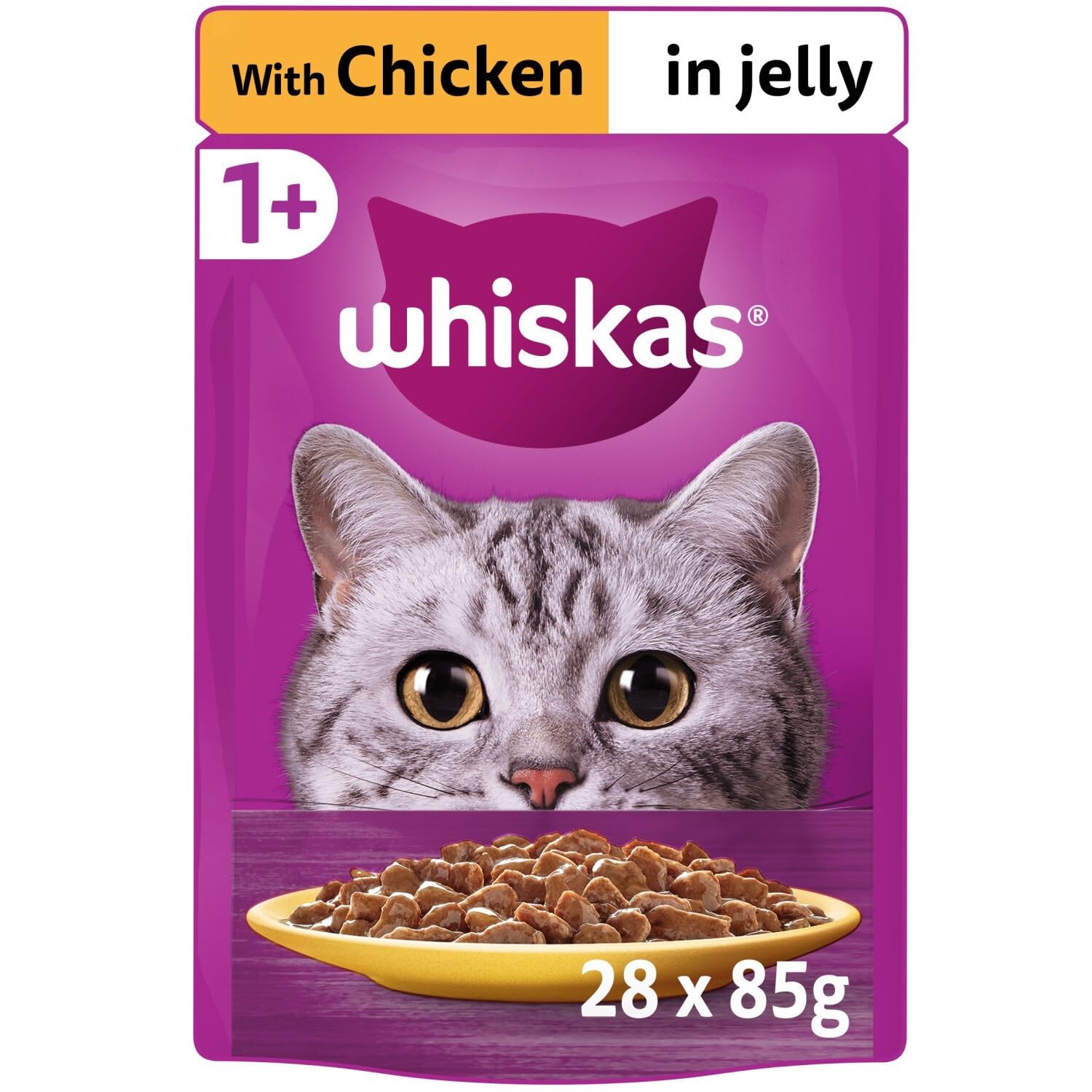 Whiskas 1+ Adult Cat Food Pouches Chicken in Jelly 28 x 85g