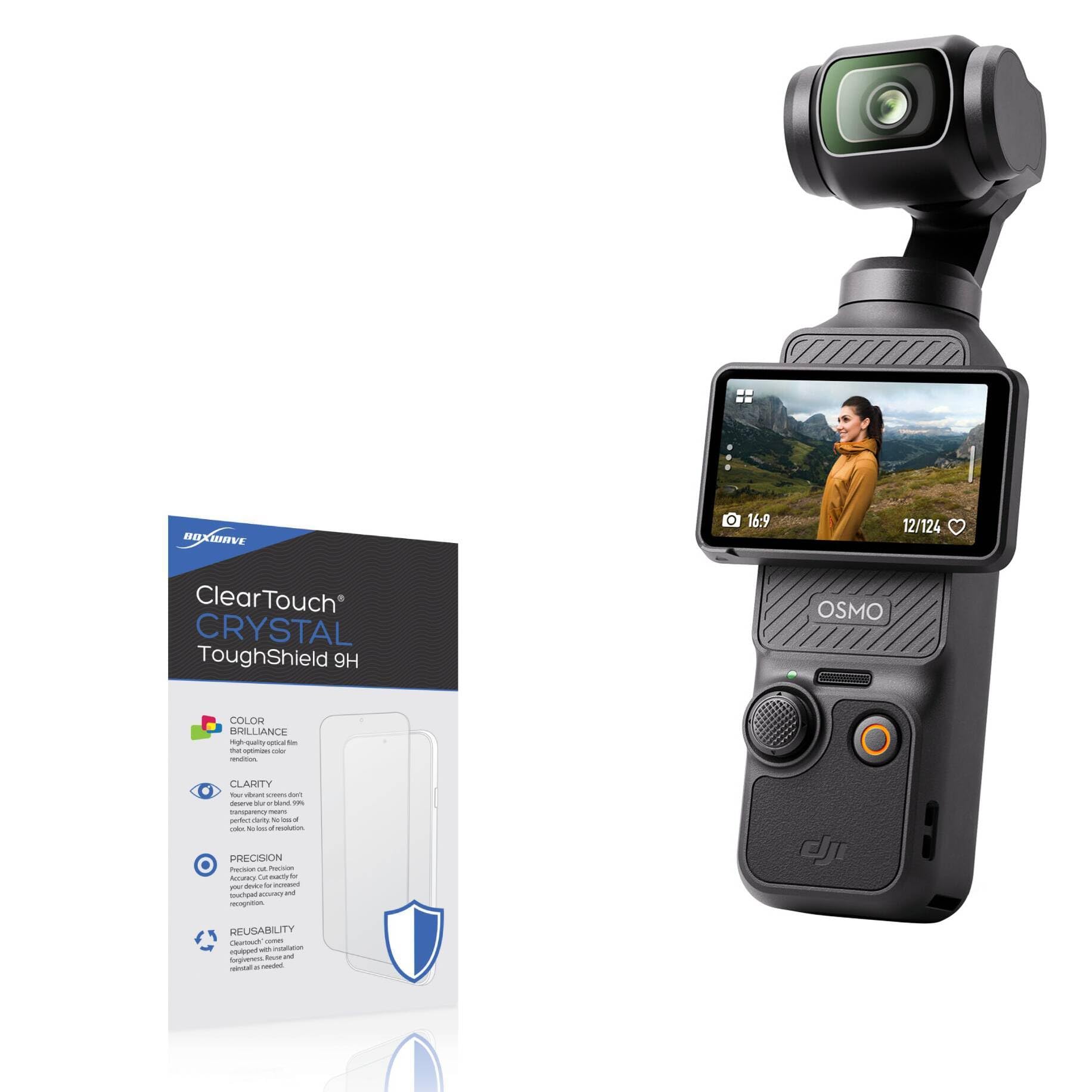 BoxWave Screen Protector Compatible with DJI Osmo Pocket 3 - ClearTouch Crystal ToughShield 9H (2-Pack), Clear 9H Tough Flexible Film Screen Protector