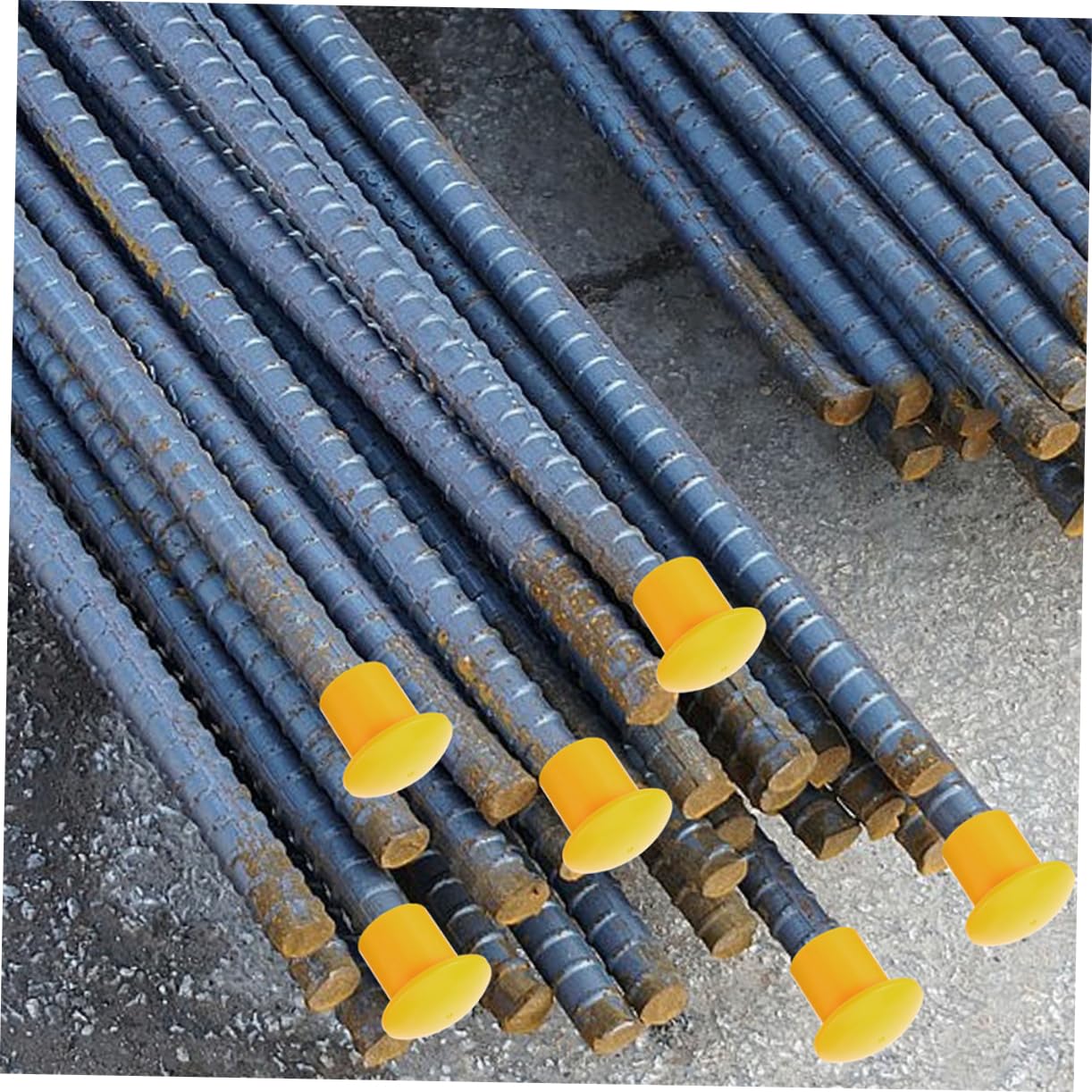 50pcs Rebar Protective Caps Plastic Mushroom Safety Covers for Construction Easy to Install Rebar End Caps Yellow for Site Use and Processing