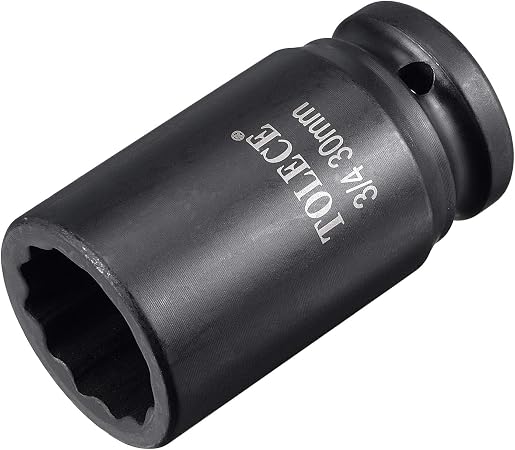 Sourcing Map Stecknuss 30mm 12-Kant - 3/4" Antrieb, 56mm Lang, Aus Chrom-Molybdän-Stahl