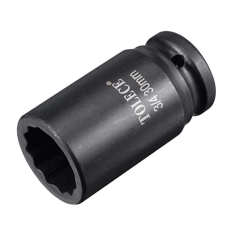 Soquete de impacto profundo uxcell 30 mm, 12 pontas, encaixe quadrado de 19,05 mm (3/4 pol.), aço CR-MO, 78 mm