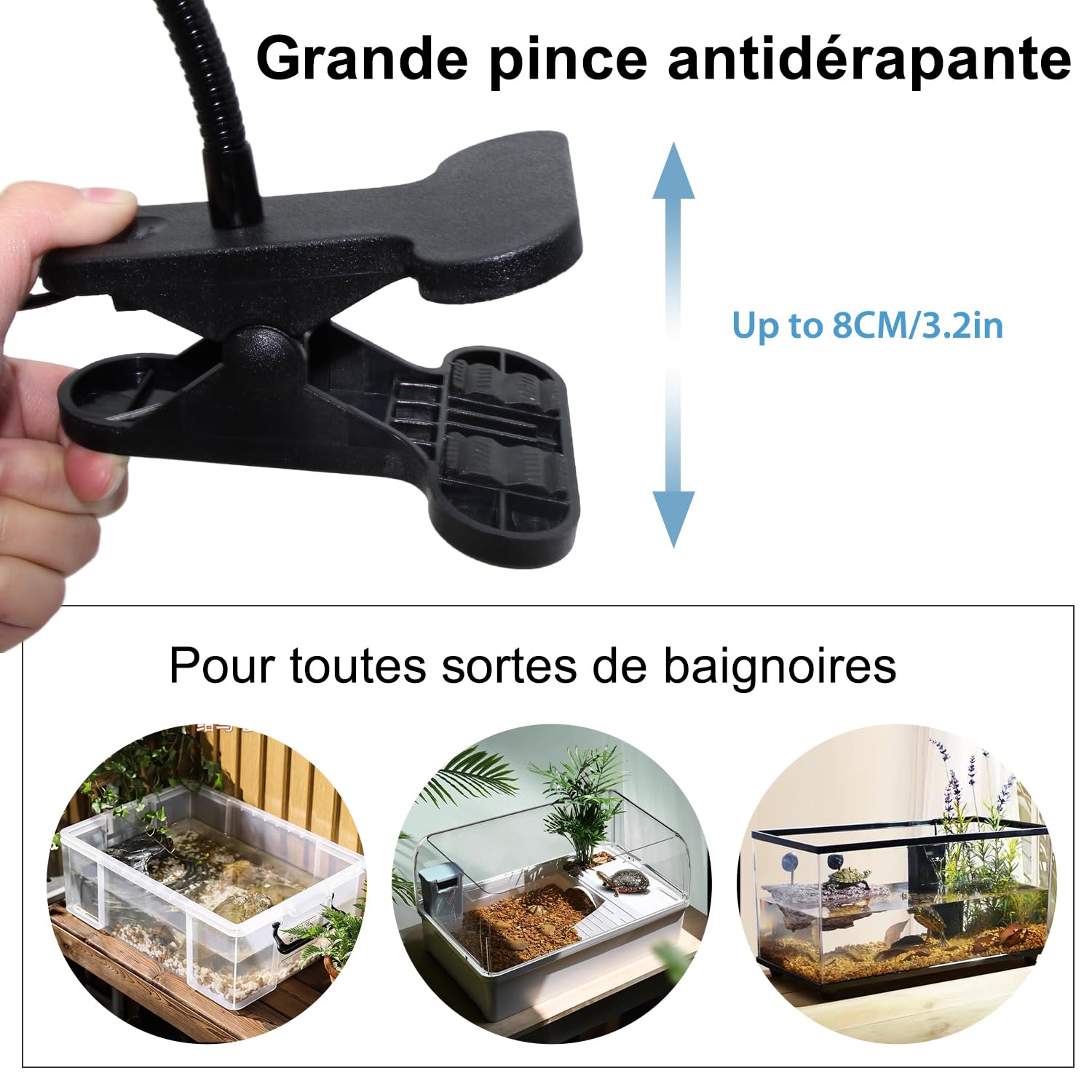 Lampe à Pince E27, 240CM Cable, 35CM Longueur 360°Flexible Col de Cygne, Douille E27, Lampes de Chevet avec Interrupteur
