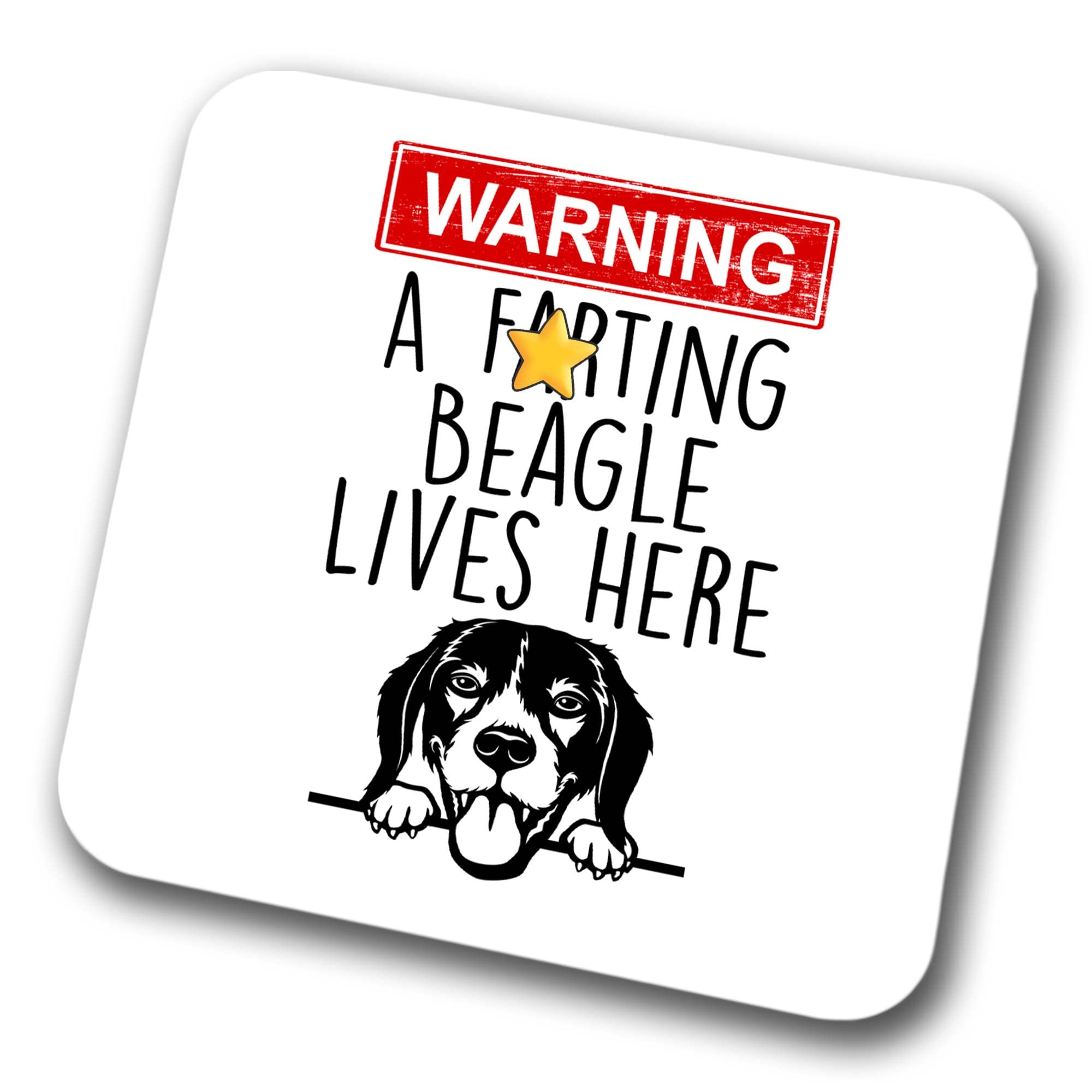 Faithful Prints Boys Beagle Warning A Lives Here Mum Dad Coaster Dog Dad Beagle Dad Friend Funny Gift For Birthday Christmas, Beagle Mum Coaster