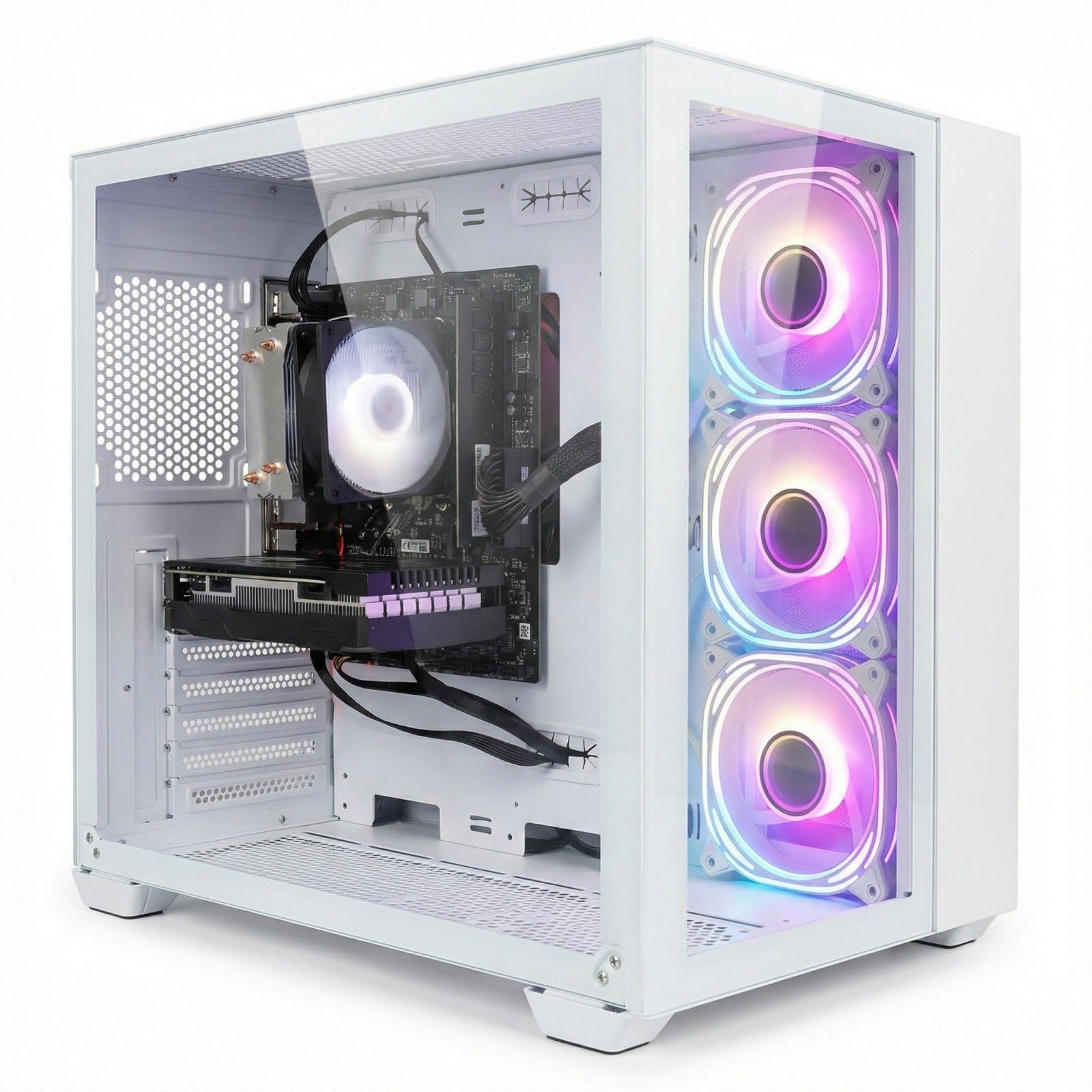 STGSivir PC Gaming Fisso, Computer Gaming, Ryzen 5 5500 fino a 4.2GHz，GeForce RTX 3050 6GB，32GB DDR4 RAM，1TB SSD，WIFI 6, BT 5.0，ventole RGB x3 Windows11 Pro