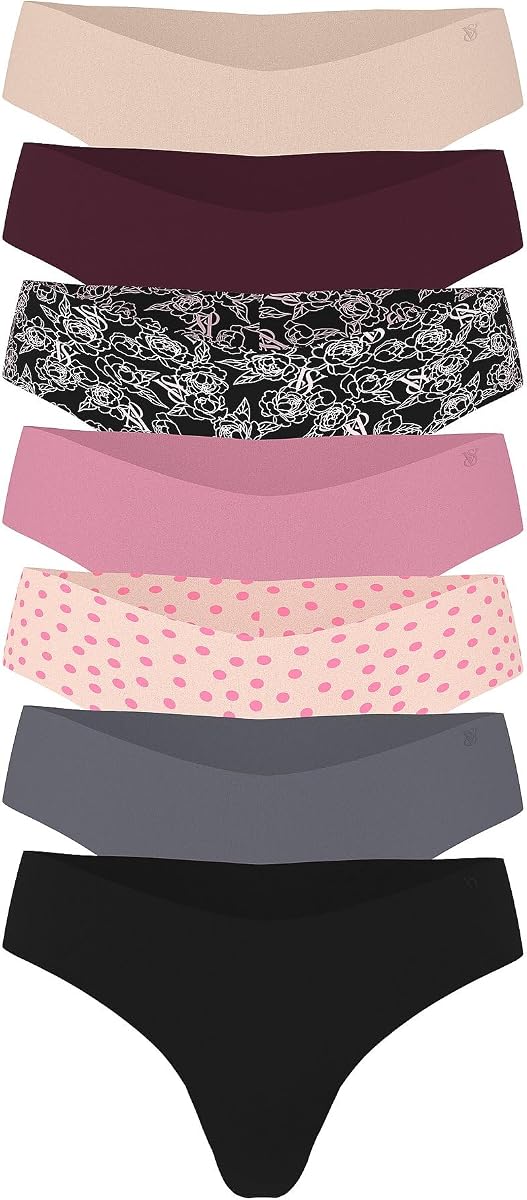 Women's No Show Thong Underwear, Panties for Women, Multi Pack (XS-XXL)