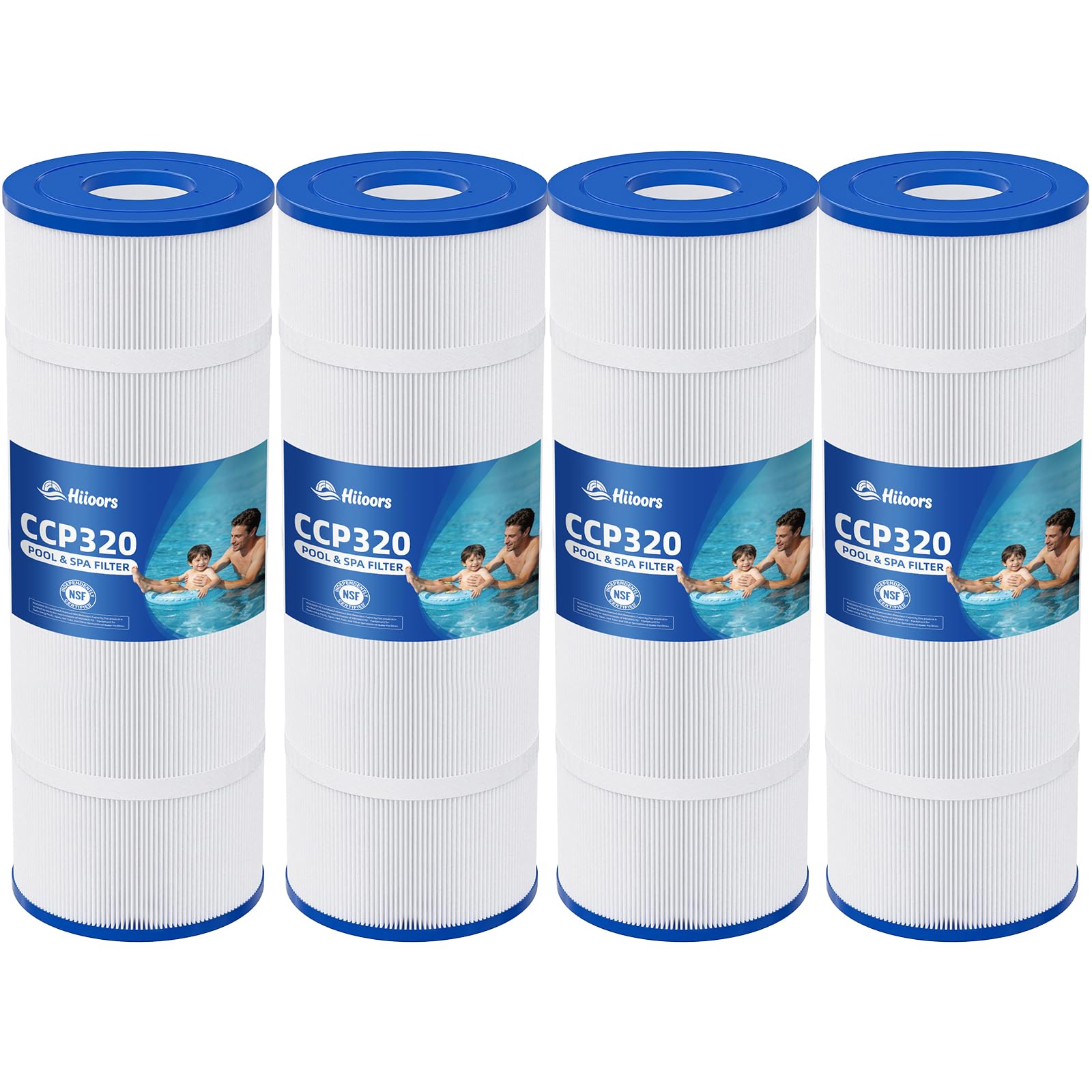 Photo 1 of Hiioors CCP320 Pool Filter Cartridges 4 Pack, Compatible with Pentair Clean & Clear Plus 320, Replace Pentair R173573, Pleatco PCC80-PAK4, 160340, 320 sq.ft, Heavy Duty 5 oz+ Trilobal Fabric