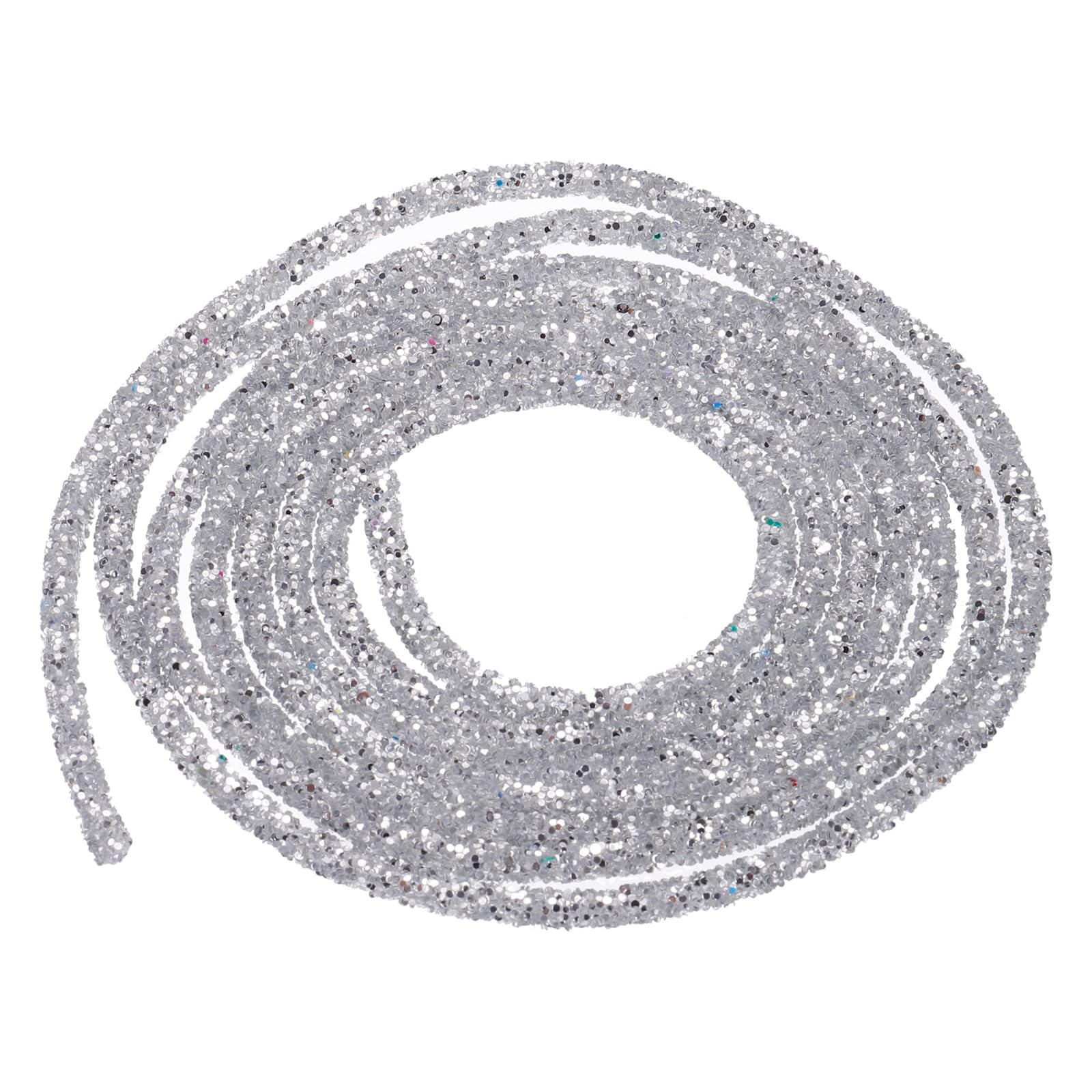 sourcing map 5 Yard 6mm 0.24 inch Glitter Sequins Rope Sequins Rhinestone Tube Cord for DIY Wedding Dresses Costume Clothing Shoes Jewelry Accessory Clear White — view 250
