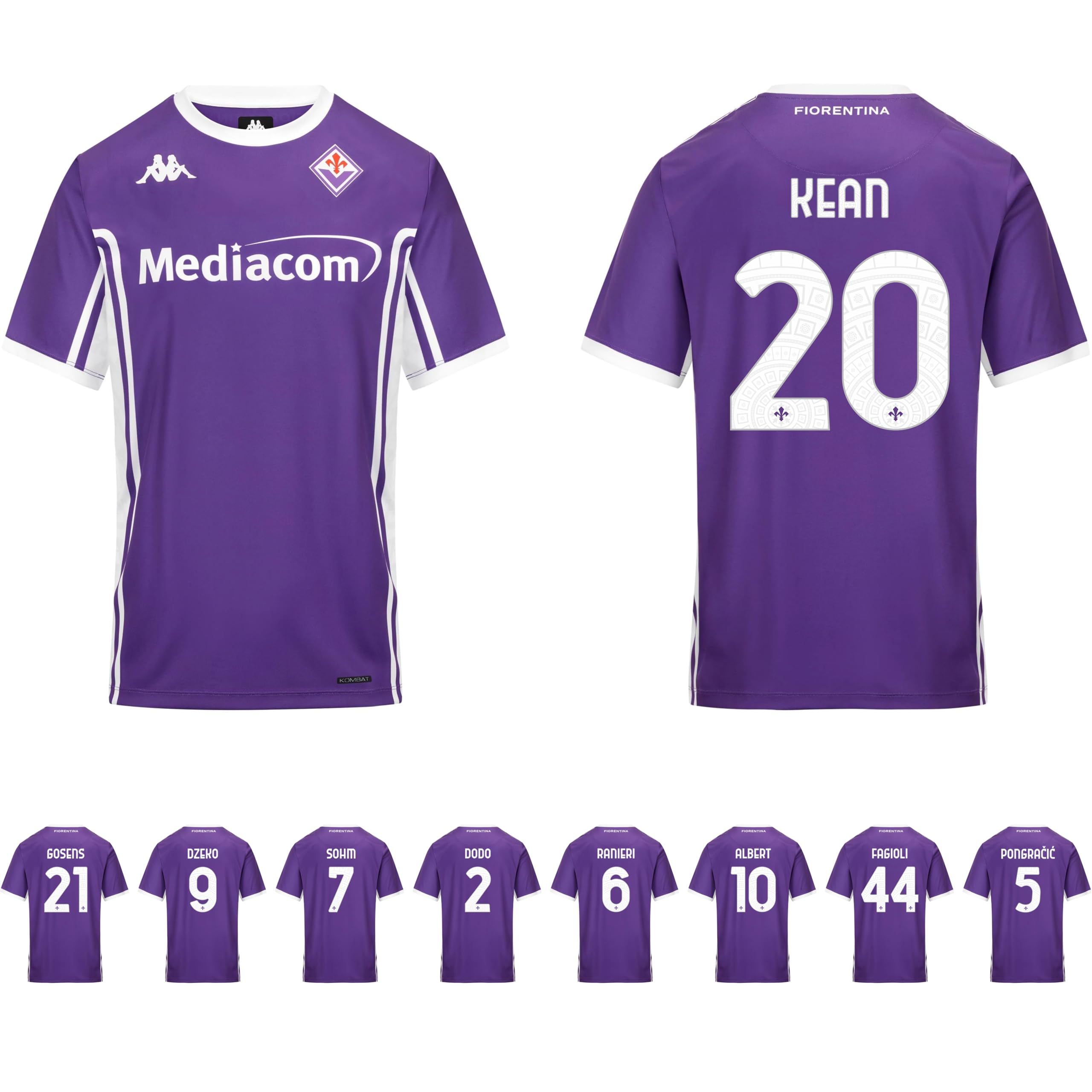 Kappa Maglia Gara Home Fiorentina 2025/226 Personalizzabile con Nomi e Numeri Kean Albert Dzeko