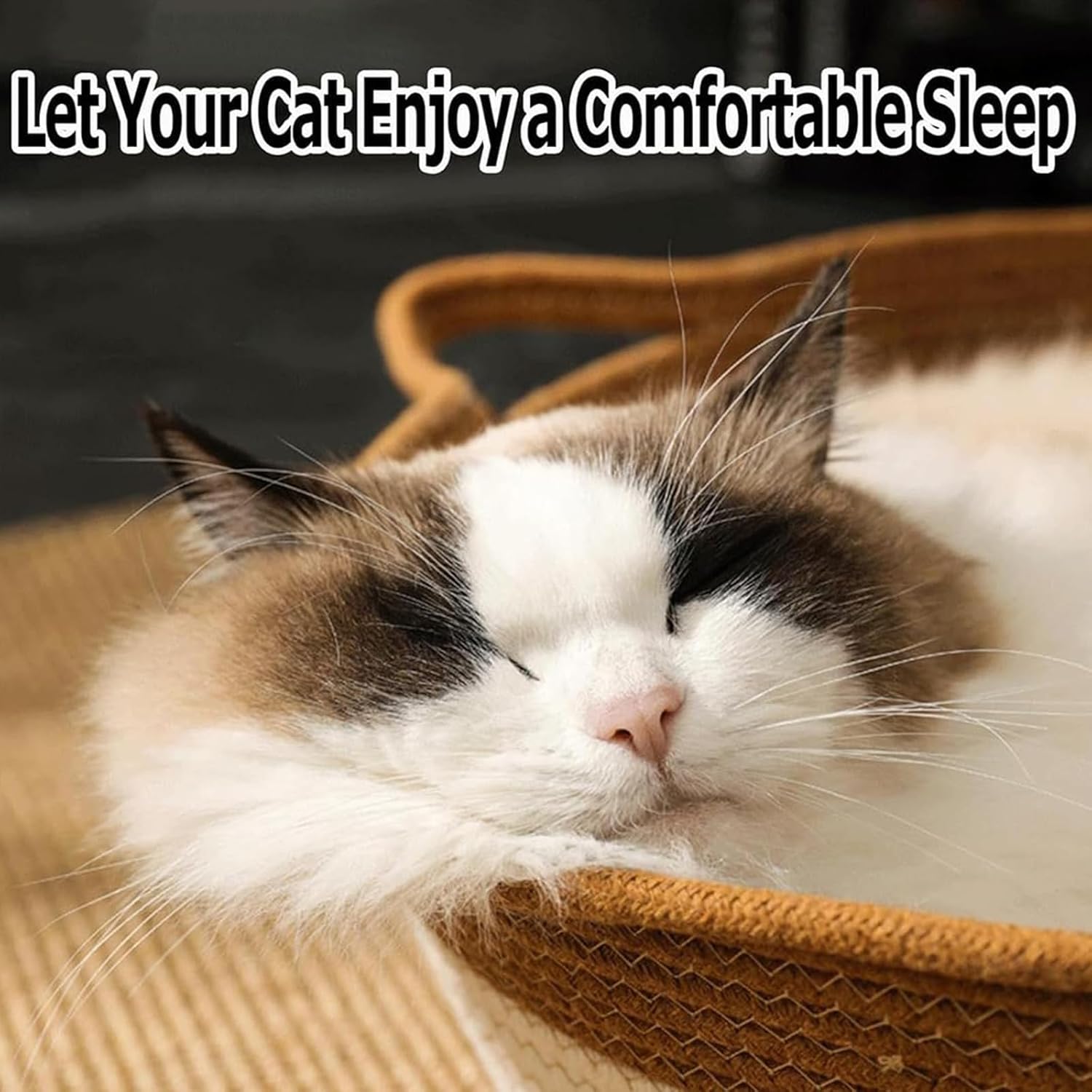 Instinct Basket, Stimulicat Cat Bed, Stimulicat Cat Bed Rope Cotton with Cushion, Eliminates Bed Rejection Round Pet Basket, Boho Catbed for Cats Handwoven Scratchable Breathable Weave (Small)