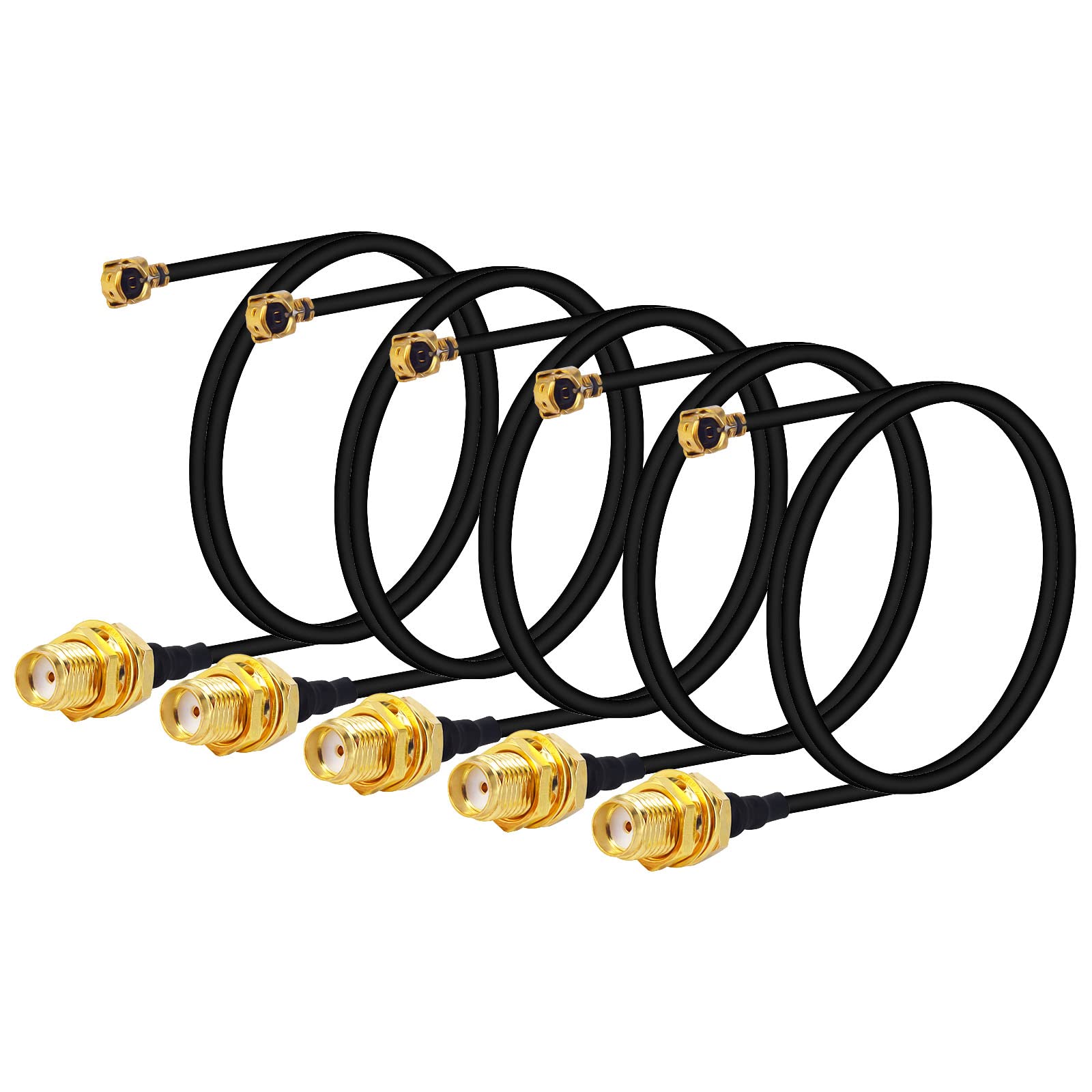 10x RF Pigtail Kabel - IPEX Naar SMA (U.FL) - 15 Cm - Verguld - Voor Gezichtsherkenning, Datatransmissie & Communicatie
