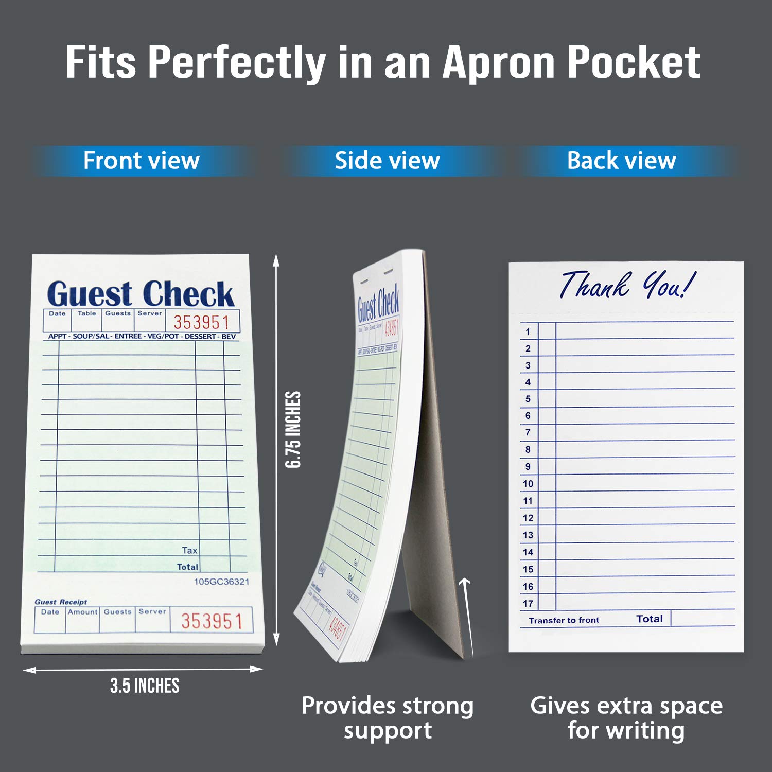 Buy Server Note Pads [10 Books] Guest Checks Notepad for Waiter