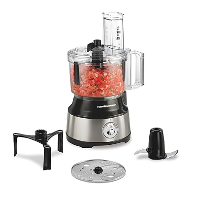 Hamilton Beach Food Processor & Vegetable Chopper for Slicing, Shredding, Mincing, and Puree, 10 Cups + Easy Clean Bowl Scraper, Black and Stainless Steel (70730)