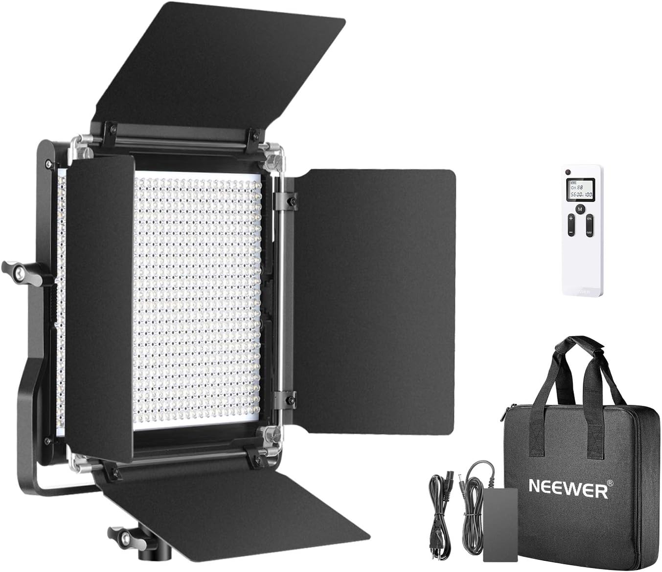 Neewer 2,4G 660 Bicolor LED Luz Video Regulable con Pantalla LCD y Control Remoto Inalámbrico para Fotografía Productos Retrato, Grabación Video con Soporte Metal U y Barndoor