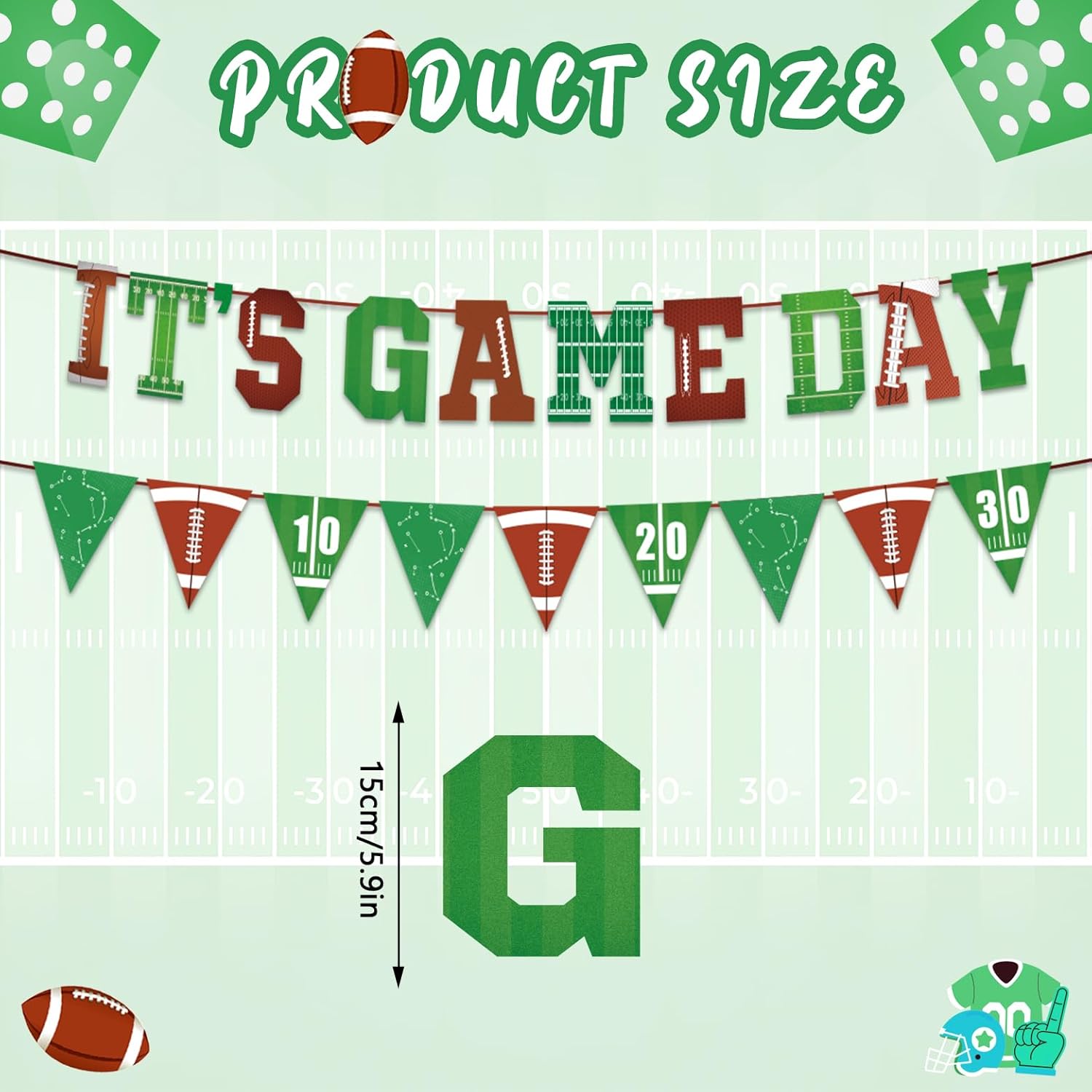 Football Party Decorations, It's Game Day Football Banner and Hanging Swirls Set Sports Theme Birthday Party Decorations for Game Day Tailgate Party Supplies - Image 3