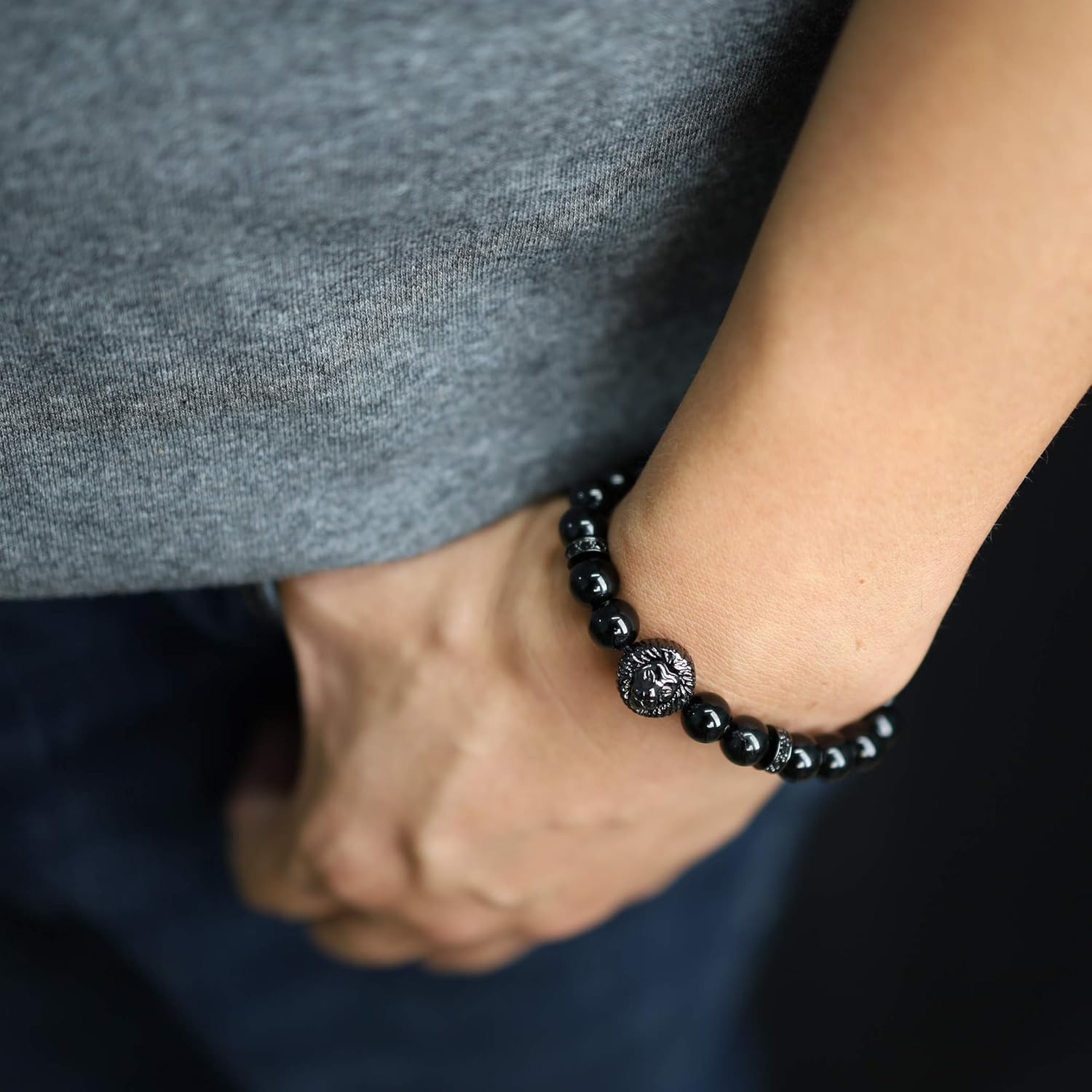 COAI Viking Jewelry Lion Stone Beaded Bracelet