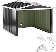 GARDEBRUK Robot Lawn Mower Shelter 86 x 100 x 63 cm 2-Sided Roof Weatherproof Metal 4 x Ground Pegs Garage Tools Carport Garden Grass Anthracite