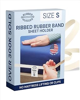 RUBBER HUGGER Bed Sheet Straps - Small, Twin & Full - Patented Ribbed Rubber Grip for Fitted Sheet Holder - Adjustable Straps & Suspenders - Hidden Under Comforter for Bed Accessories